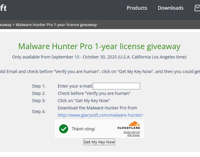 Tặng key Malware Hunter Pro thời hạn 1 năm